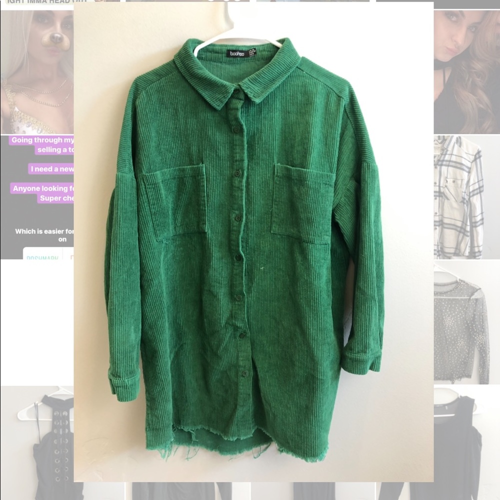 Boohoo oversized corduroy button up size 6
